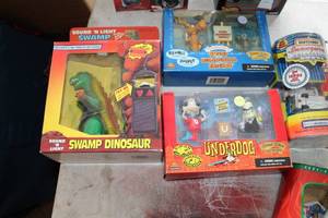 lot 109 image: Lot of (3) Swamp Dinosaur, Underdog, Rocky and Bullwinkle