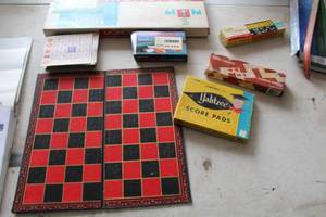 lot 120 image: Vintage Board Games - Checkers, Yahtzee, Dominoes, Bingo, Monopoly