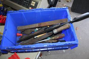 lot 91 image: Hand Tools - Files, Pry Bar, Screwdriver, Pliers, Tin Snips, Hole Saw, And  More