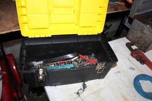 lot 90 image: Tool Box, Hand Tools - Ratchet, Sockets, Battery Terminals, Screwdrivers, Pliers, And More