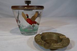 lot 114 image: Pheasant Canister & Brass Ashtray