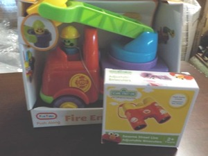 lot 23 image: Fire Engine and Sesame Street Binoc...