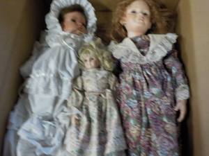 lot 127 image: 3 Dolls with Stands 14 and 22 Tall...