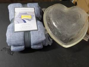 lot 135 image: Heart Shaped Glass Bowl and Cover, ...