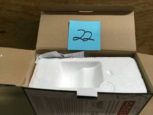 lot 22 image: 8 in. W Glass Corner Shelf in Brushed Nickel- not used