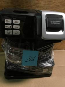lot 36 image: FlexBrew Black 2-Way Programmable 12-Cup Coffee Maker with Built-In Timer and Automatic Shut-Off by Hamilton Beach- good condition