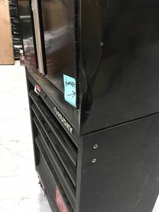 lot 90 image: Husky 27 in. W 1-Drawer 2-Door Tool Chest Rolling Cabinet in Gloss Black with Flip-up Pegboard  PLEASE SEE PICS DAMAGE
