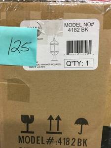 lot 125 image: Bel Air Lighting Atrium 1-Light Outdoor Black Post Top Lantern with Clear Glass- not used