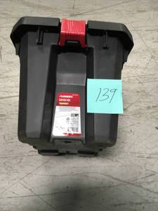 lot 139 image: Husky 5 Gal. Latch and Stack Tote in Black- good condition