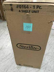 lot 140 image: Sterilite 57 in. H x 34.5 in. W x 14.375 in. D 4-Shelf Plastic Shelving Unit (1-Pack)- not used