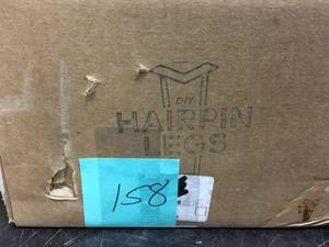 lot 158 image: (Lot of 4) Heavy-Duty 12 in. Dia 8 in. Raw Steel 3-Rod Hairpin Leg- good condition