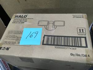 lot 169 image: Halo FT1850LH Bronze Outdoor Integrated LED Dual Head Flood Light- not used
