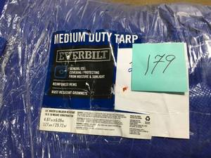 lot 179 image: Everbilt 20 ft x 30 ft. Blue Medium Duty Tarp- not used