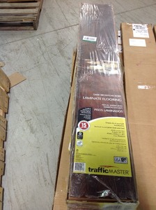 lot 307 image: Lot of 3 TrafficMASTER Dark Brown Hickory 7 mm Thick x 8-132 in. Wide x 47-58 in. Length Laminate Flooring (23.91 sq. ft.  case)