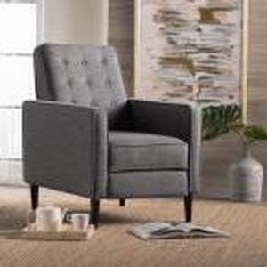 lot 201 image: Noble House Mervynn Grey Fabric Mid-Century Modern Recliner New