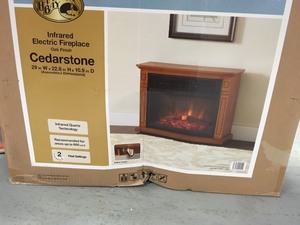 lot 203 image: Hampton Bay 1500-Watt 3-Element Infrared Electric Fireplace not used