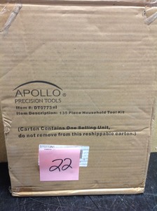 lot 22 image: Apollo 135-Piece Home Tool Kit in Pink- not used