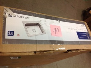 lot 40 image: Glacier Bay Drop-In Stainless Steel 25 in. 4-Hole Single Bowl Kitchen Sink-good condition