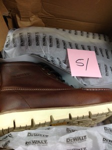 lot 51 image: DEWALT Mens Canton Brown Leather Steel Toe 6 in. Moc-Toe Work Boot SZ 9.5W- not used