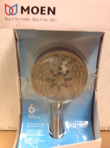 lot 74 image: Moen 26000SRN Attract 6-Spray 4 in. Hand Shower with Magnetix in Spot Resist Brushed Nickel- not used