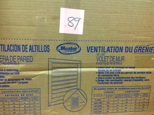 lot 89 image: Master Flow 18 in. x 24 in. Plastic Wall Louver Static Vent in White- not used