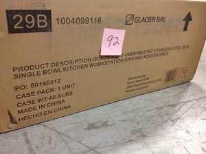 lot 92 image: All-in-One Undermount Stainless Steel 30 in. Single Bowl Kitchen Workstation Sink with Accessories Kit- not used