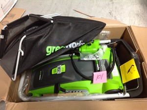 lot 101 image: Greenworks 10 Amp Corded 16 Mower- not used