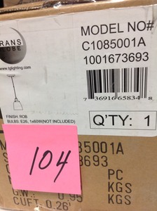 lot 104 image: Monteaux Lighting 1-Light Oil-Rubbed Bronze Glass Mini Pendant- not used