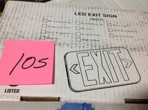 lot 105 image: (Lot of 2) Progress Lighting Thermoplastic LED Exit Sign with Red Letters- good condition