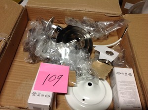 lot 109 image: Hunter 2-Light Swirled Marble Dual-Use Ceiling Fan Light Kit- not used