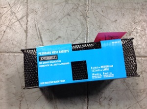 lot 120 image: Steel Mesh Pegboard Basket in Black (2-Pack)- new