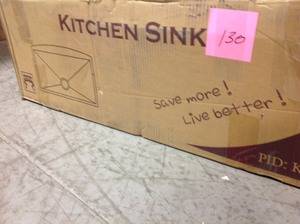 lot 130 image: AKDY Handcrafted All-in-One Apron-Front Stainless Steel 33 in. x 22 in. x 9 in. Single Bowl Kitchen Sink with Tray and Drain- not used