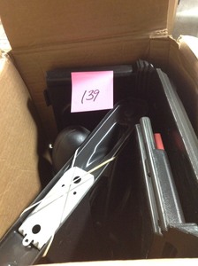 lot 139 image: Gibraltar Mailboxes Stratford Decorative Plastic Mailbox Post Combination, Black- open box
