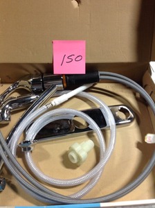 lot 150 image: Moen CA87554C Adler Single-handle Low Arc Standard Kitchen Faucet With Side Sprayer- not used