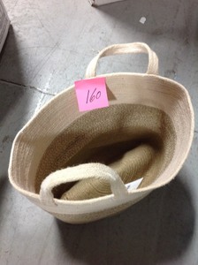 lot 160 image: Jute Natural Round Basket with Long Handles- good condition