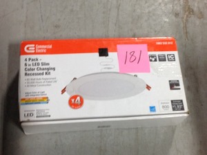 lot 181 image: Ultra Slim 6 in. New Construction and Remodel Color Selectable Canless LED Recessed Kit (4-Pack)- not used