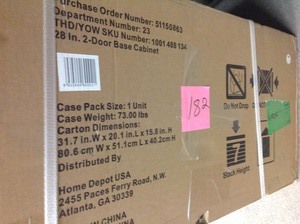 lot 182 image: 32 in. H x 28 in. W x 18 in. D 2 Door Steel Garage Base Cabinet- not used