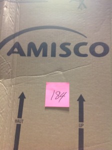 lot 184 image: Clock 26 in. Textured Dark Brown Metal Dark Grey Polyurethane Counter Stool by  Amisco- not used