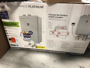 lot 209 image: Rheem Performance Platinum 9.0 GPM Liquid Propane High Efficiency Indoor Smart Tankless Water Heater Retails for $1200 not used