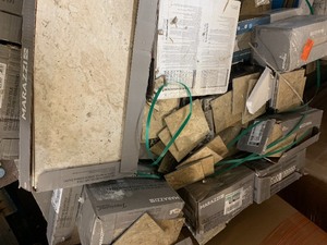 lot 22 image: Huge lot of mixed tile and hardwood - 3 pallets worth - various conditions and styles