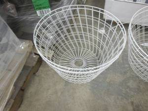 2 Large White Wire Baskets 23 W x 1...