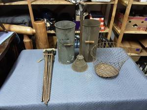 Vintage Ward Vacuum Washer, 2-Pails, Wood Clothes Dryer, Metal Basket