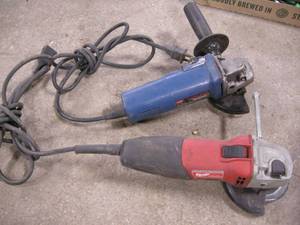 lot 220 image: Milwaukee  Ryobi 4-12 Angle Grinders