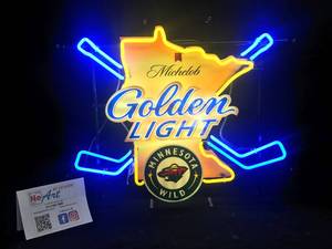 lot 5 image: Mich Golden Light MN State of Hockey neon