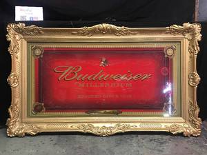 lot 8 image: Budweiser framed mirror, lights up
