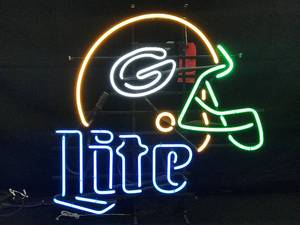lot 19 image: Miller Lite Green Bay Packers helmet NFL neon