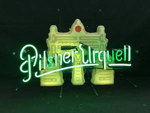 lot 29 image: Pilsner Urquell neon with backlit 3D plastic castle