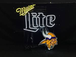 lot 34 image: Miller Lite MN Vikings football neon