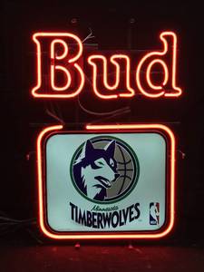 lot 42 image: Bud MN Timberwolves basketball neon