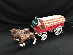 lot 51 image: Bud Clydesdale team with wagon